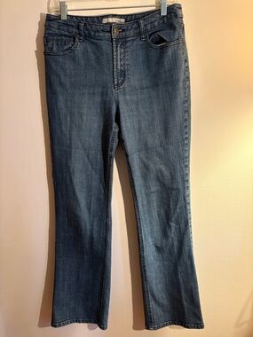Chico’s Platinum Embroidered Bootcut Jeans Dark Wash Stretch Denim Size 1 (8)